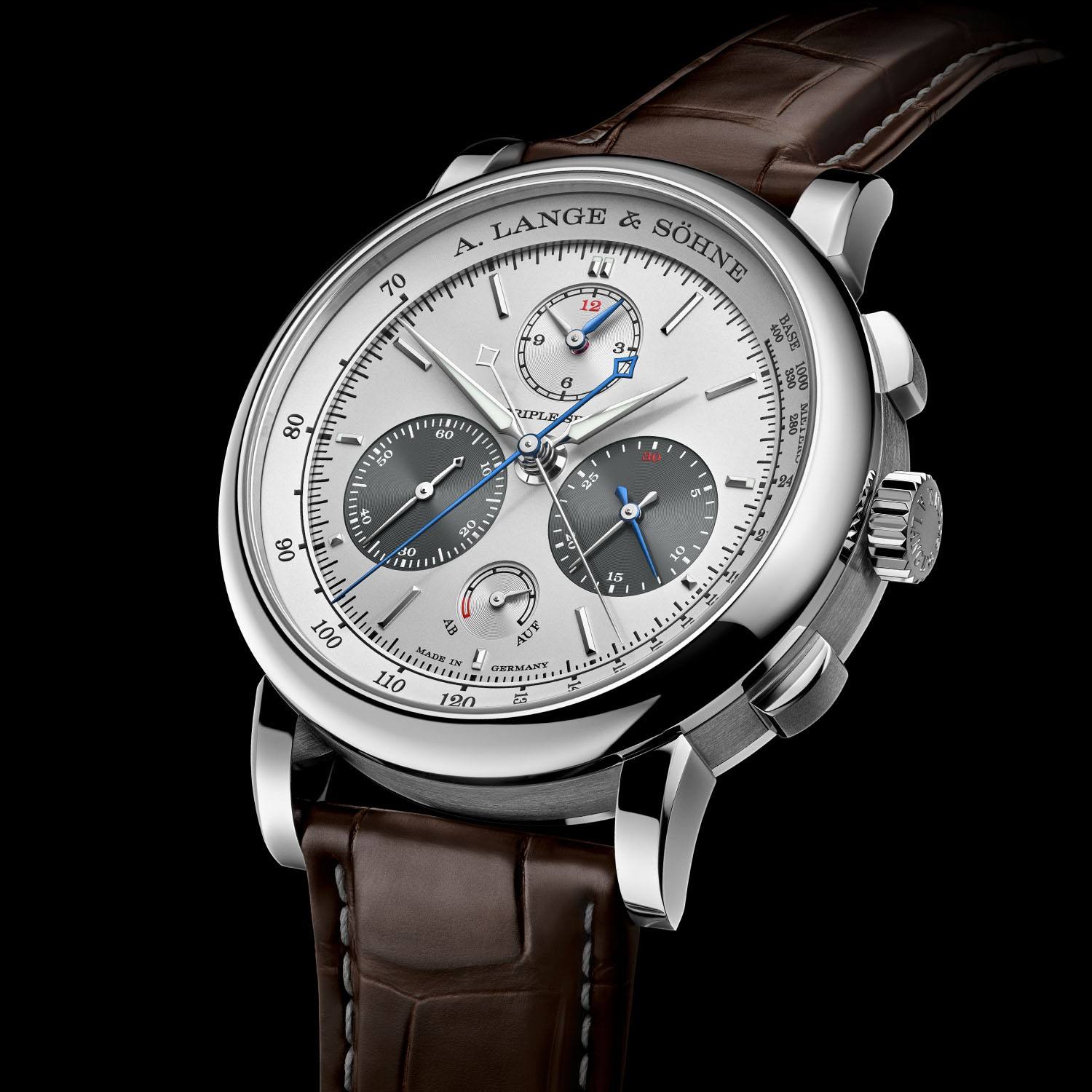 Platinum A. Lange and Sohne Triple Split reference 424.025F with rhodie-coloured dial