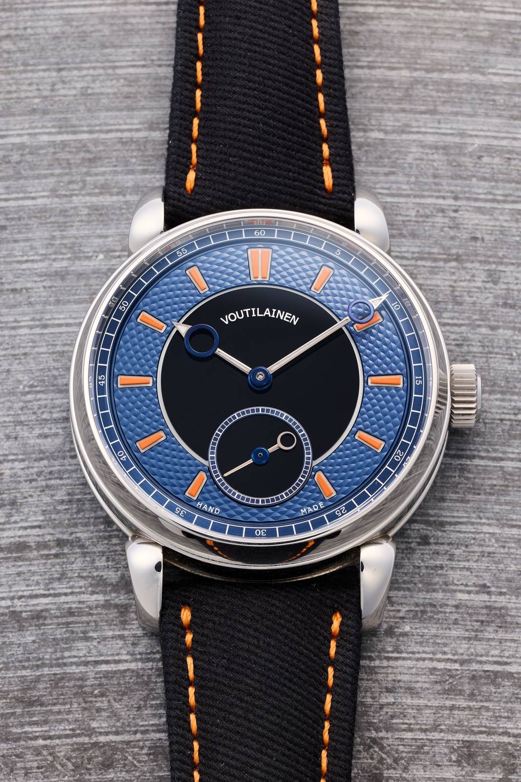 Voutilainen 28Sport Limited Edition with blue guilloche dial, Phillips lot 22.