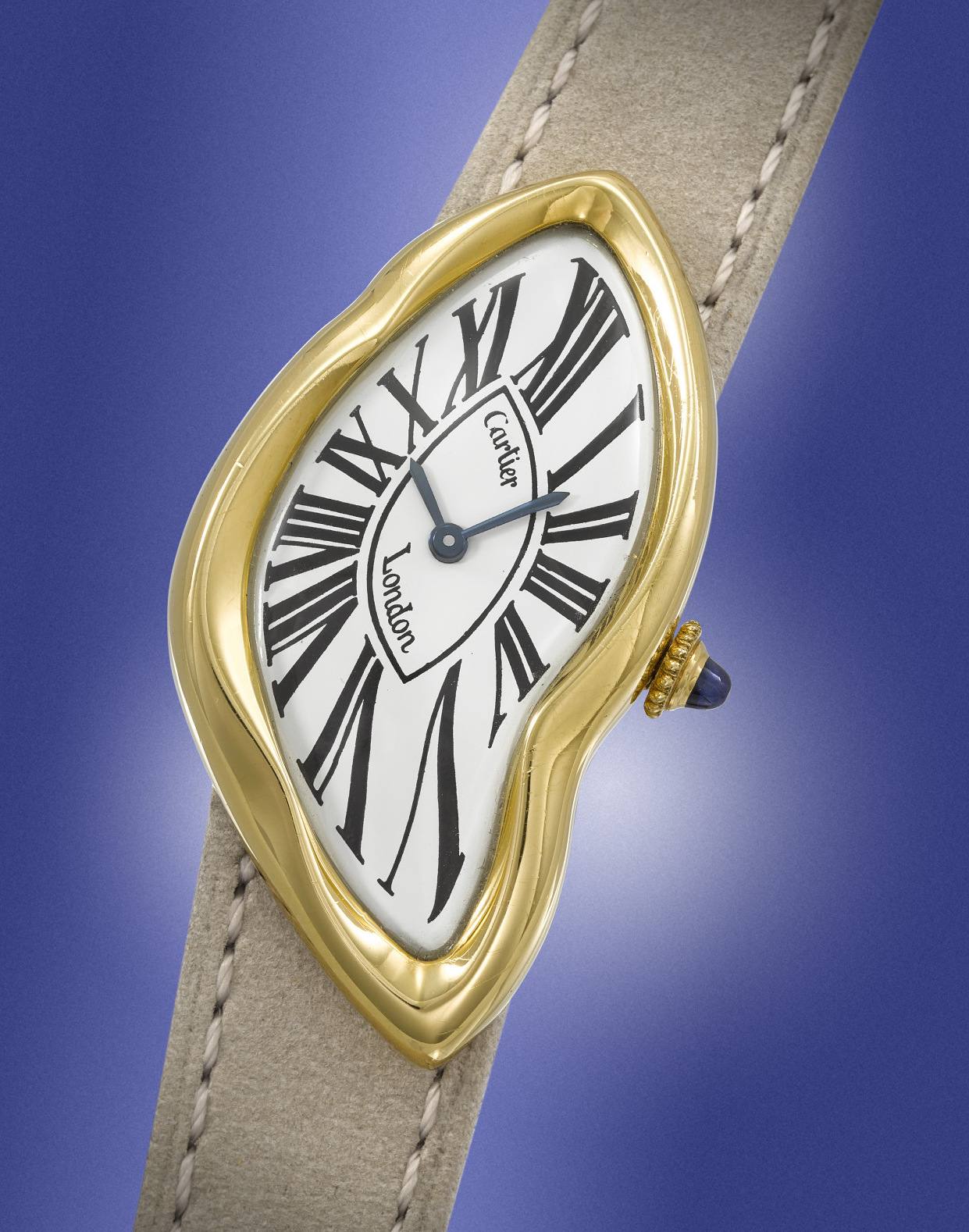 The 1990 Cartier London Crash in yellow gold, case no. 80298.