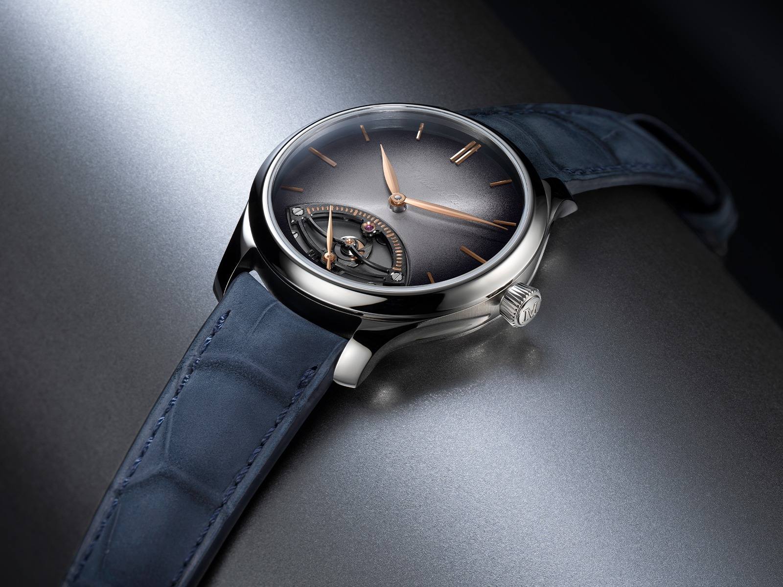 H. Moser Endeavour Retrograde Seconds with Blackor fume dial.
