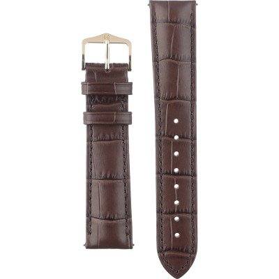 Brown HIRSCH Duke calf leather watch strap with alligator embossing, 20mm
