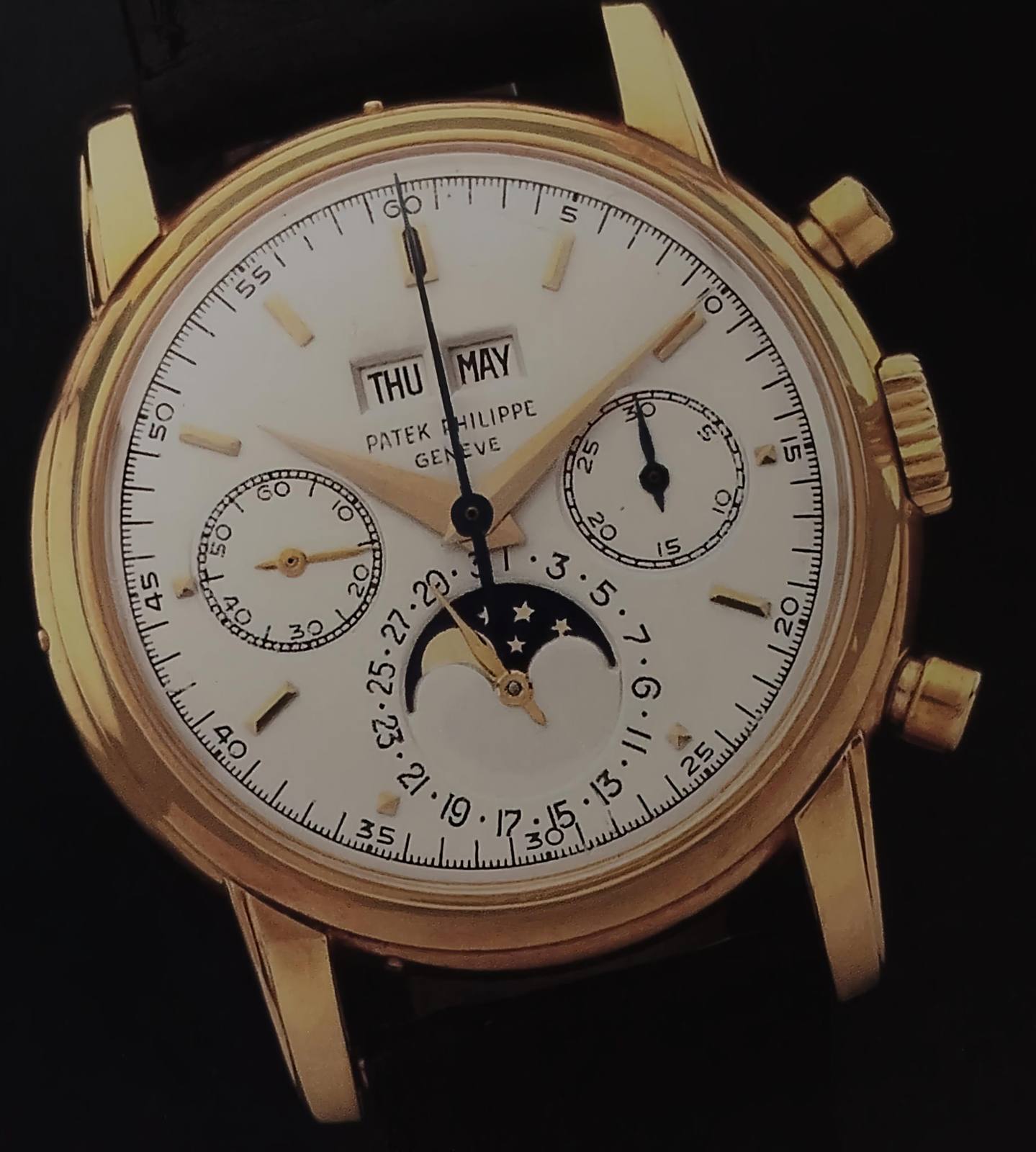 Yellow gold Patek Philippe ref. 2499 Third Series perpetual calendar chronograph without tachymeter scale.