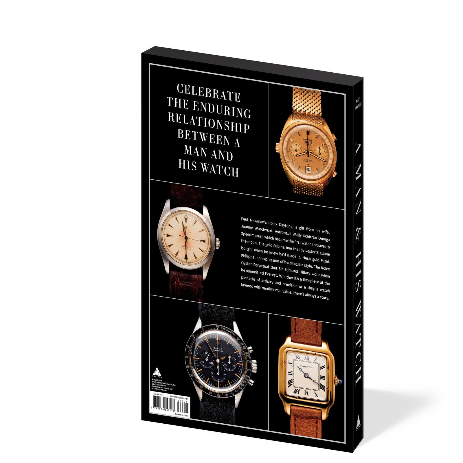 Back cover of A Man and His Watch by Matt Hranek with a collage of watches