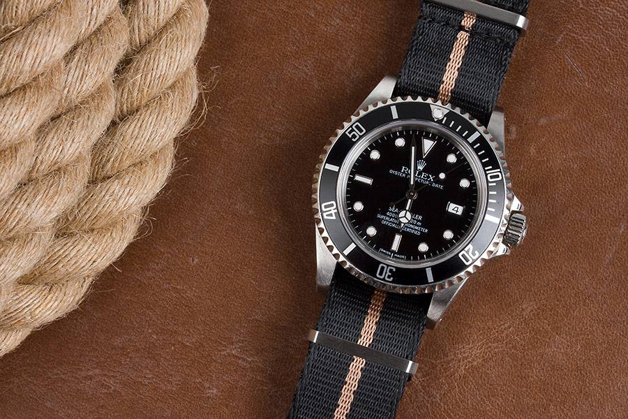 Rolex Sea-Dweller on a Crown and Buckle Black and Desert Supreme NATO strap