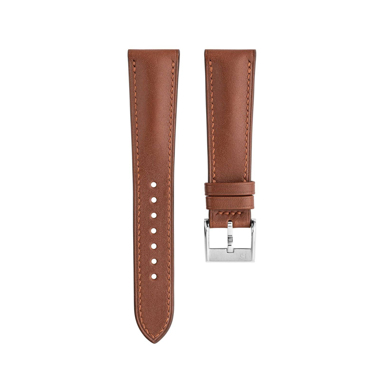 Delugs Signature leather watch strap, both pieces laid flat
