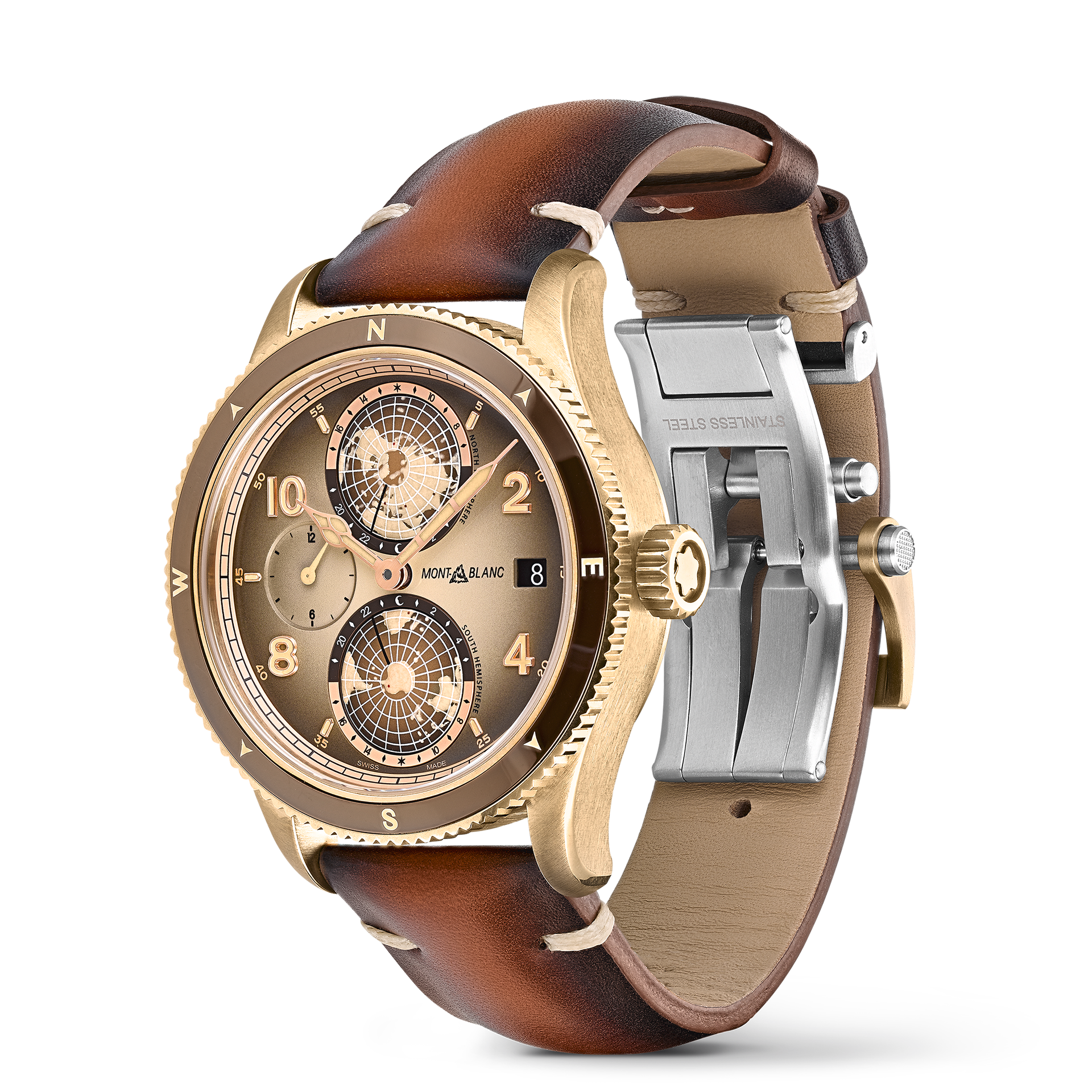Montblanc 1858 Geosphere in bronze with world-time globes.