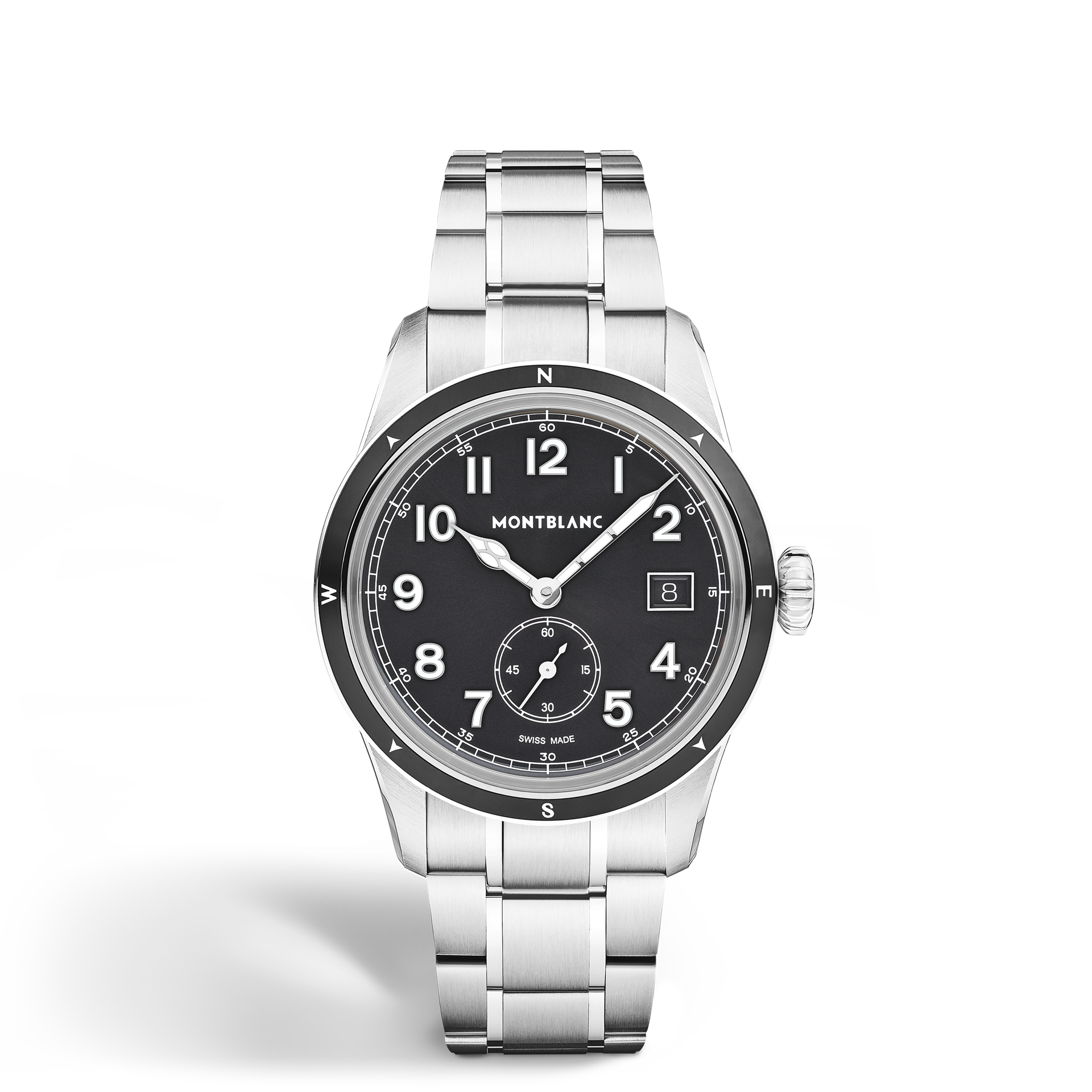 Montblanc 1858 Small Second 0 Oxygen in steel with black dial.