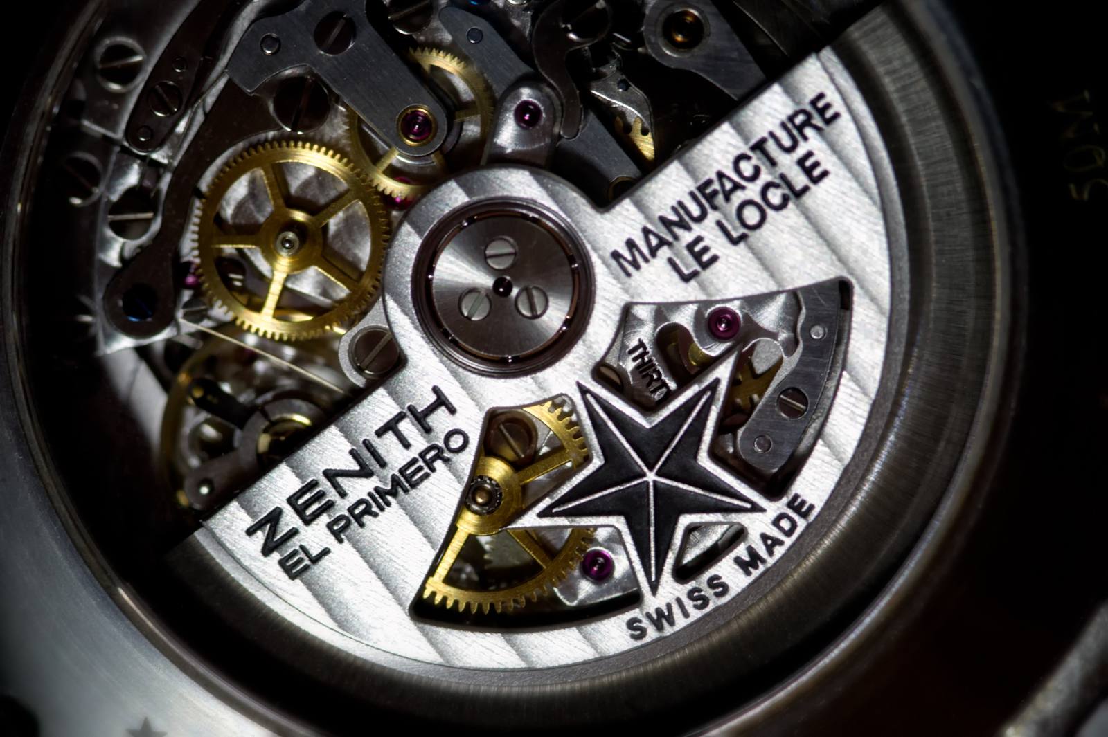 Zenith El Primero automatic chronograph movement, close-up